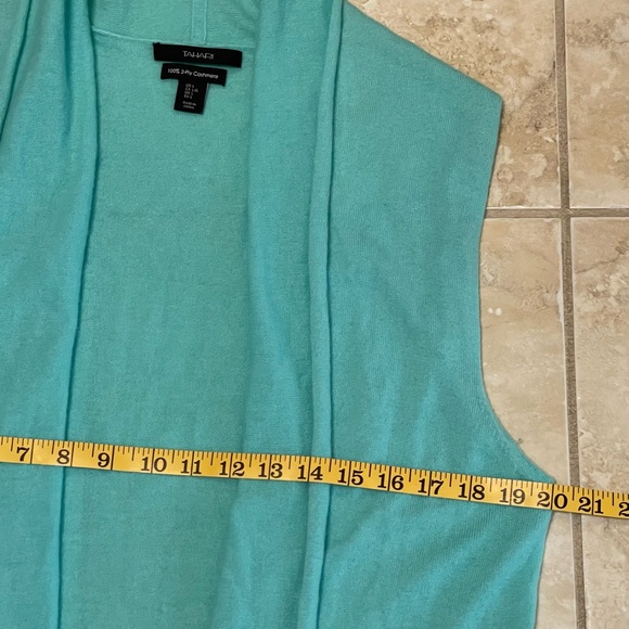 Tahari Cashmere Cardigan Sweater size Large knit warm casual 2-ply sleeve-less - Picture 7 of 8